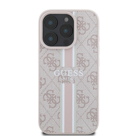 Apple iPhone 16 Pro Max Kılıf Guess Orjinal Lisanslı M-safe Şarj Özellikli 4G Şerit Tasarımlı Printed Kapak