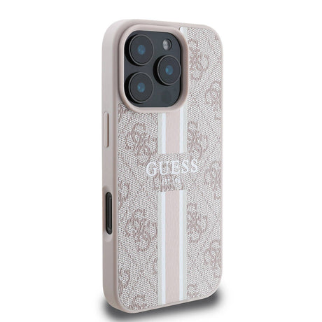 Apple iPhone 16 Pro Max Kılıf Guess Orjinal Lisanslı M-safe Şarj Özellikli 4G Şerit Tasarımlı Printed Kapak