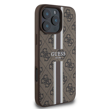Apple iPhone 16 Pro Max Kılıf Guess Orjinal Lisanslı M-safe Şarj Özellikli 4G Şerit Tasarımlı Printed Kapak