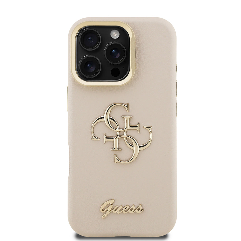 Apple iPhone 16 Pro Max Kılıf Guess Orjinal Lisanslı Grained Yazı Logolu Kamera Standlı Kapak