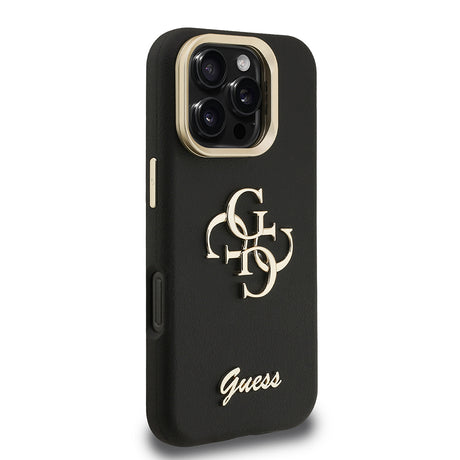 Apple iPhone 16 Pro Max Kılıf Guess Orjinal Lisanslı Grained Yazı Logolu Kamera Standlı Kapak