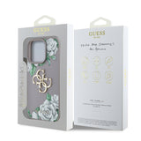 Apple iPhone 16 Pro Max Kılıf Guess Orjinal Lisanslı Gül Baskılı Büyük Metal Logo Dizaynlı Kapak