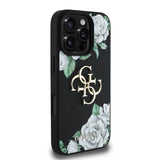 Apple iPhone 16 Pro Max Kılıf Guess Orjinal Lisanslı Gül Baskılı Büyük Metal Logo Dizaynlı Kapak