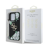 Apple iPhone 16 Pro Max Kılıf Guess Orjinal Lisanslı Gül Baskılı Büyük Metal Logo Dizaynlı Kapak
