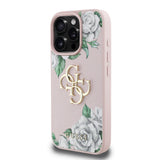 Apple iPhone 16 Pro Max Kılıf Guess Orjinal Lisanslı Gül Baskılı Büyük Metal Logo Dizaynlı Kapak