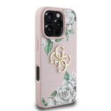 Apple iPhone 16 Pro Max Kılıf Guess Orjinal Lisanslı Gül Baskılı Büyük Metal Logo Dizaynlı Kapak