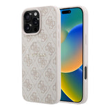Apple iPhone 16 Pro Max Kılıf Guess Orjinal Lisanslı M-safe Kabartmalı 4G Desenli Yazı Logolu Kapak