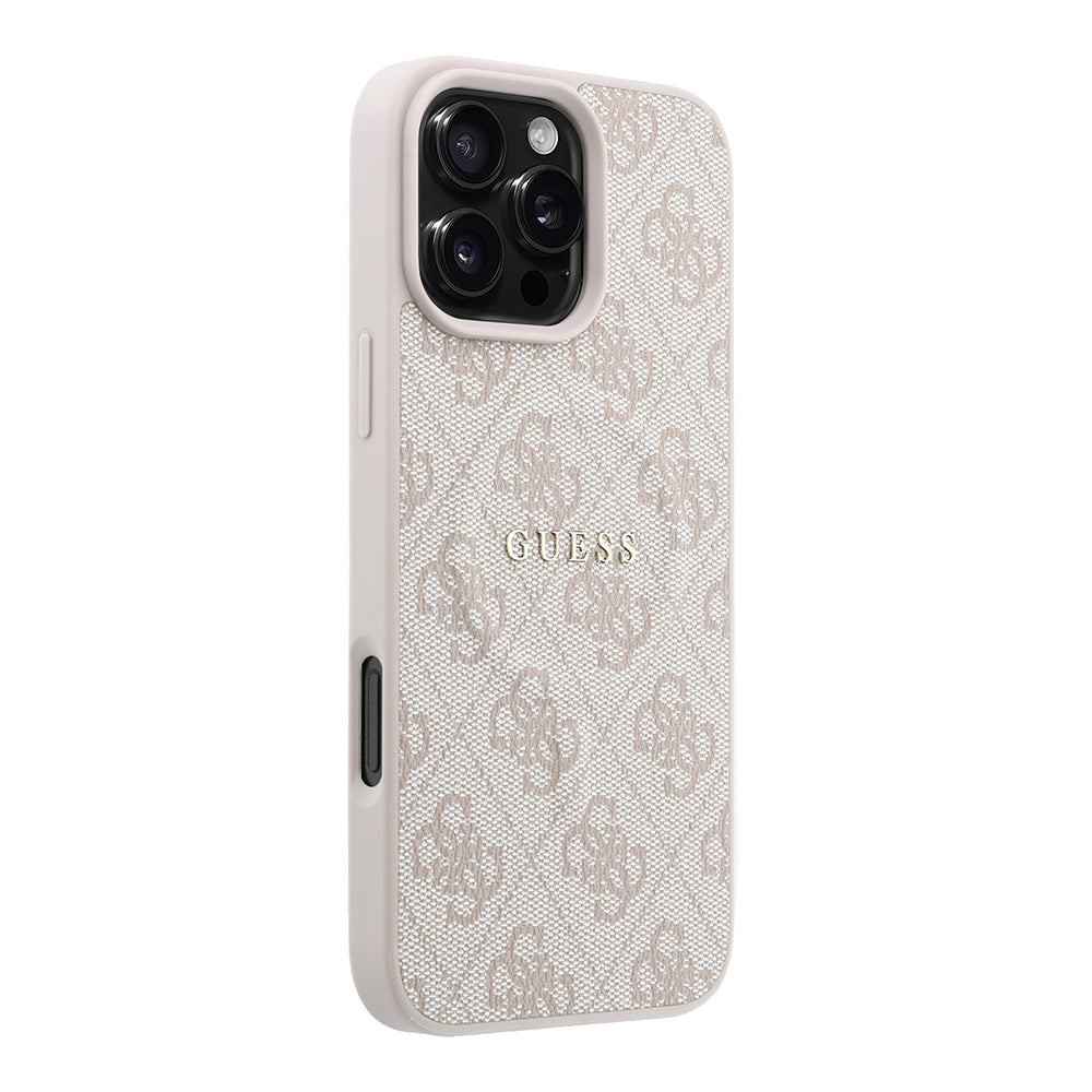 Apple iPhone 16 Pro Max Kılıf Guess Orjinal Lisanslı M-safe Kabartmalı 4G Desenli Yazı Logolu Kapak