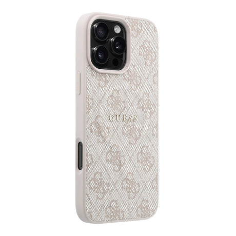 Apple iPhone 16 Pro Max Kılıf Guess Orjinal Lisanslı M-safe Kabartmalı 4G Desenli Yazı Logolu Kapak