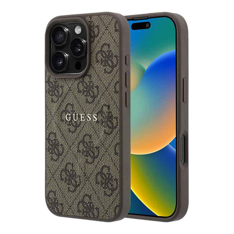 Apple iPhone 16 Pro Max Kılıf Guess Orjinal Lisanslı M-safe Kabartmalı 4G Desenli Yazı Logolu Kapak
