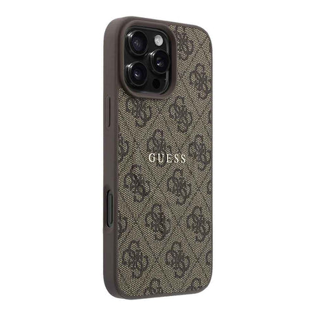 Apple iPhone 16 Pro Max Kılıf Guess Orjinal Lisanslı M-safe Kabartmalı 4G Desenli Yazı Logolu Kapak