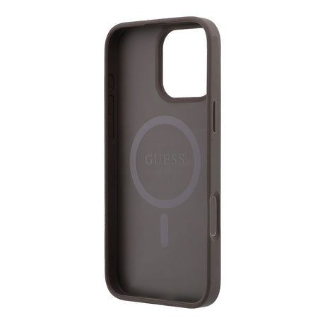 Apple iPhone 16 Pro Max Kılıf Guess Orjinal Lisanslı M-safe Kabartmalı 4G Desenli Yazı Logolu Kapak