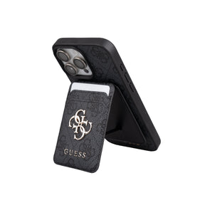 Apple iPhone 16 Pro Max Kılıf Guess Orjinal Lisanslı M-safe Şarj Özellikli 4G Metal Büyük Logolu Kartlıklı Kapak