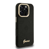 Apple iPhone 16 Pro Max Kılıf Guess Orjinal Lisanslı M-safe Şarj Özellikli Sıcak Baskılı Yazı Logolu Kamera Standlı PU Deri Peony Kapak