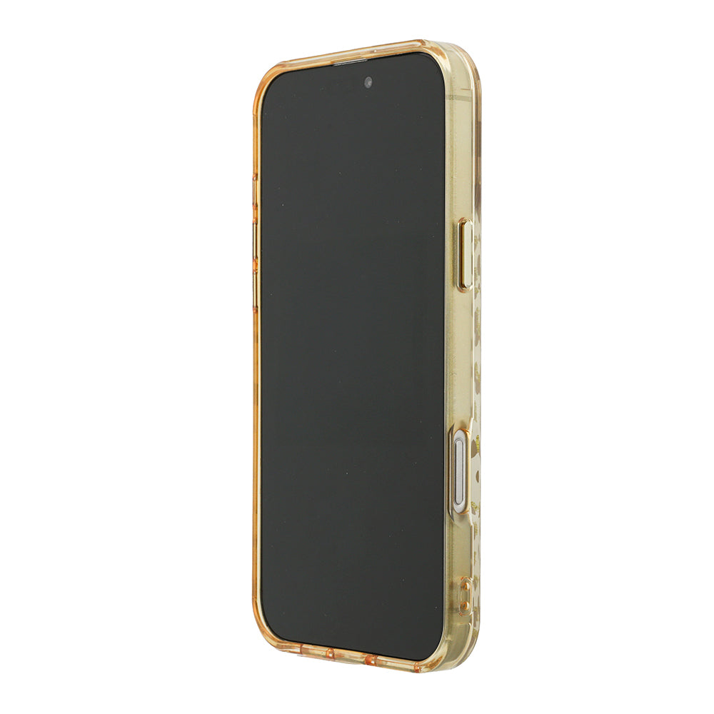 Apple iPhone 16 Pro Max Kılıf Guess Orjinal Lisanslı M-safe Şarj Özellikli Üçgen Logolu Simli Leopar Desenli Kapak