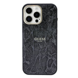 Apple iPhone 16 Pro Max Kılıf Guess Orjinal Lisanslı M-safe Şarj Özellikli Yazı Logolu Python Desenli Kapak