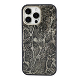 Apple iPhone 16 Pro Max Kılıf Guess Orjinal Lisanslı M-safe Şarj Özellikli Yazı Logolu Python Desenli Kapak