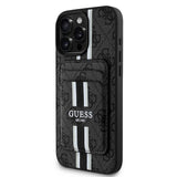 Apple iPhone 16 Pro Max Kılıf Guess Orjinal Lisanslı M-safe Şarj Özellikli 4G Desenli Çizgili Kartlıklı Kapak