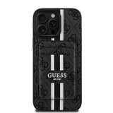 Apple iPhone 16 Pro Max Kılıf Guess Orjinal Lisanslı M-safe Şarj Özellikli 4G Desenli Çizgili Kartlıklı Kapak