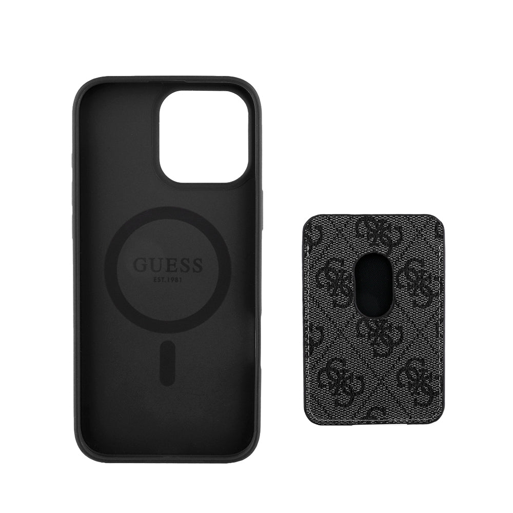 Apple iPhone 16 Pro Max Kılıf Guess Orjinal Lisanslı M-safe Şarj Özellikli 4G Desenli Çizgili Kartlıklı Kapak