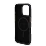 Apple iPhone 16 Pro Max Kılıf Guess Orjinal Lisanslı M-safe Şarj Özellikli 4G Desenli PU Metal Plaka Klasik Logolu Kapak