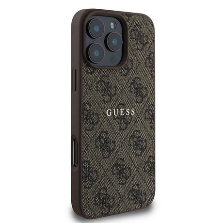 Apple iPhone 16 Pro Max Kılıf Guess Orjinal Lisanslı M-safe Şarj Özellikli 4G Desenli Yazı Logolu Kapak