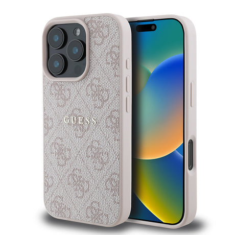Apple iPhone 16 Pro Max Kılıf Guess Orjinal Lisanslı M-safe Şarj Özellikli 4G Desenli Yazı Logolu Kapak