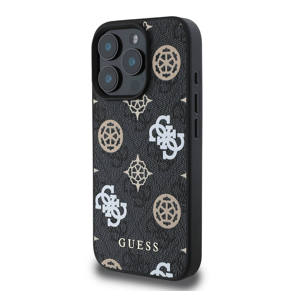 Apple iPhone 16 Pro Max Kılıf Guess Orjinal Lisanslı M-safe Şarj Özellikli 4G Desenli Yazı Logolu Peony Kapak