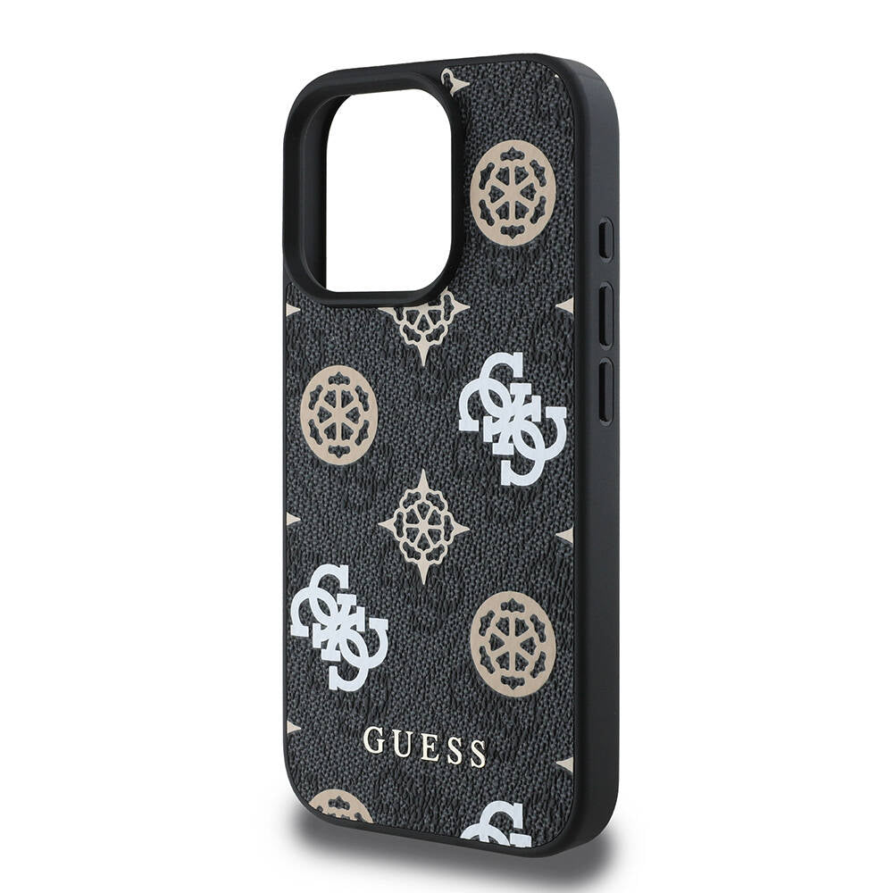 Apple iPhone 16 Pro Max Kılıf Guess Orjinal Lisanslı M-safe Şarj Özellikli 4G Desenli Yazı Logolu Peony Kapak