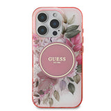 Apple iPhone 16 Pro Max Kılıf Guess Orjinal Lisanslı M-safe Şarj Özellikli Flower Tonal Circle Kapak