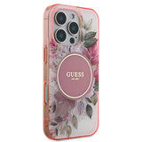 Apple iPhone 16 Pro Max Kılıf Guess Orjinal Lisanslı M-safe Şarj Özellikli Flower Tonal Circle Kapak