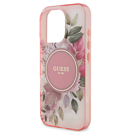 Apple iPhone 16 Pro Max Kılıf Guess Orjinal Lisanslı M-safe Şarj Özellikli Flower Tonal Circle Kapak