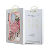Apple iPhone 16 Pro Max Kılıf Guess Orjinal Lisanslı M-safe Şarj Özellikli Flower Tonal Circle Kapak