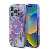 Apple iPhone 16 Pro Max Kılıf Guess Orjinal Lisanslı M-safe Şarj Özellikli Flower Tonal Circle Kapak