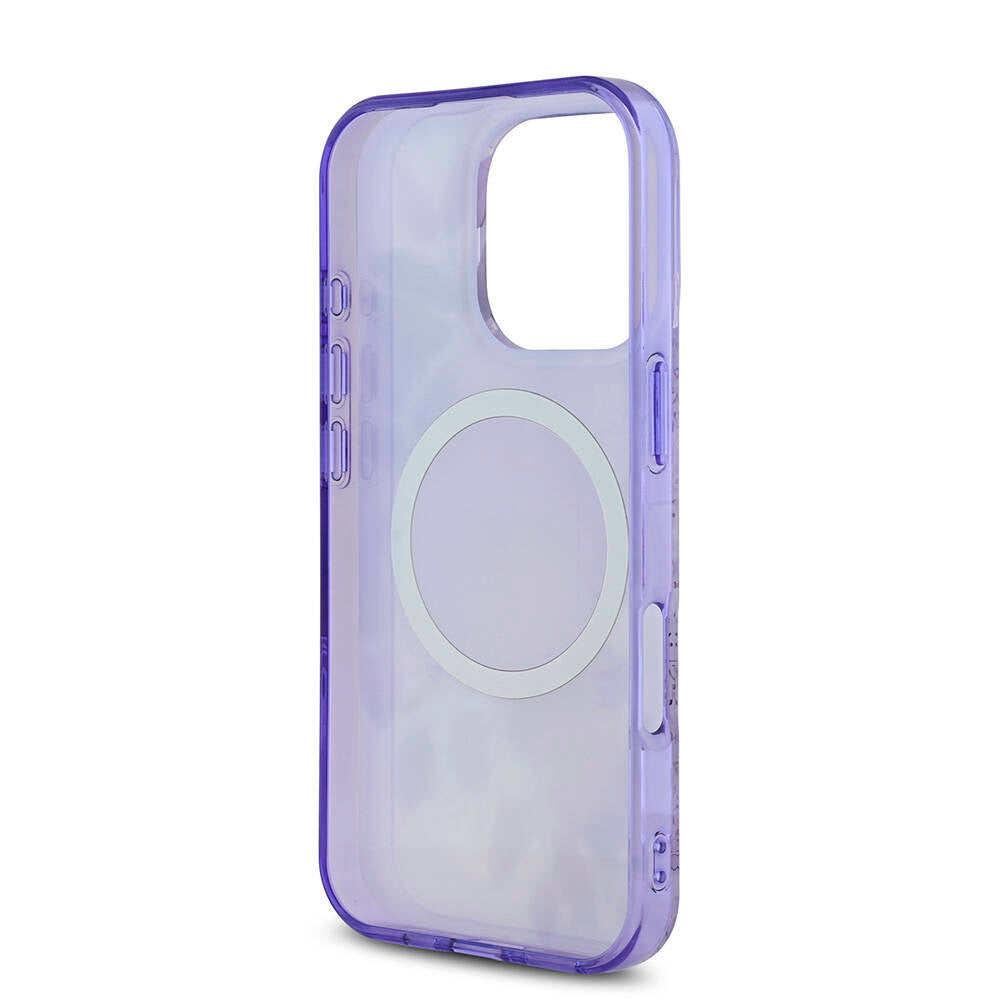 Apple iPhone 16 Pro Max Kılıf Guess Orjinal Lisanslı M-safe Şarj Özellikli Flower Tonal Circle Kapak