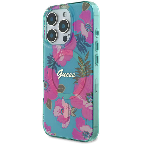 Apple iPhone 16 Pro Max Kılıf Guess Orjinal Lisanslı M-safe Şarj Özellikli Flower Tone On Tone Ring Kapak