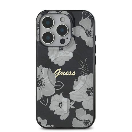 Apple iPhone 16 Pro Max Kılıf Guess Orjinal Lisanslı M-safe Şarj Özellikli Flower Tone On Tone Ring Kapak