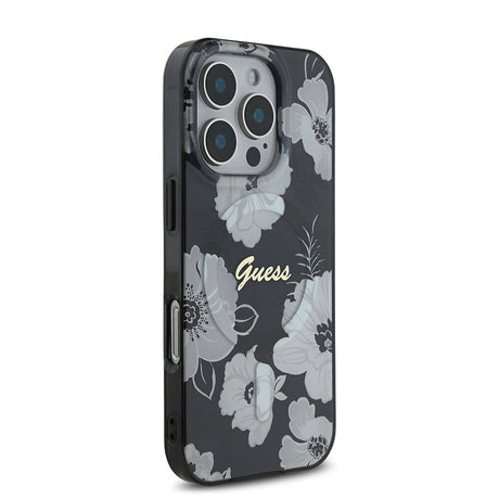 Apple iPhone 16 Pro Max Kılıf Guess Orjinal Lisanslı M-safe Şarj Özellikli Flower Tone On Tone Ring Kapak