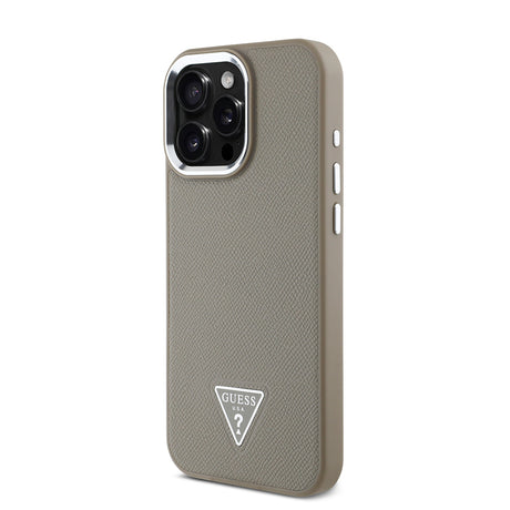 Apple iPhone 16 Pro Max Kılıf Guess Orjinal Lisanslı M-safe Şarj Özellikli Grained Triangle Kapak