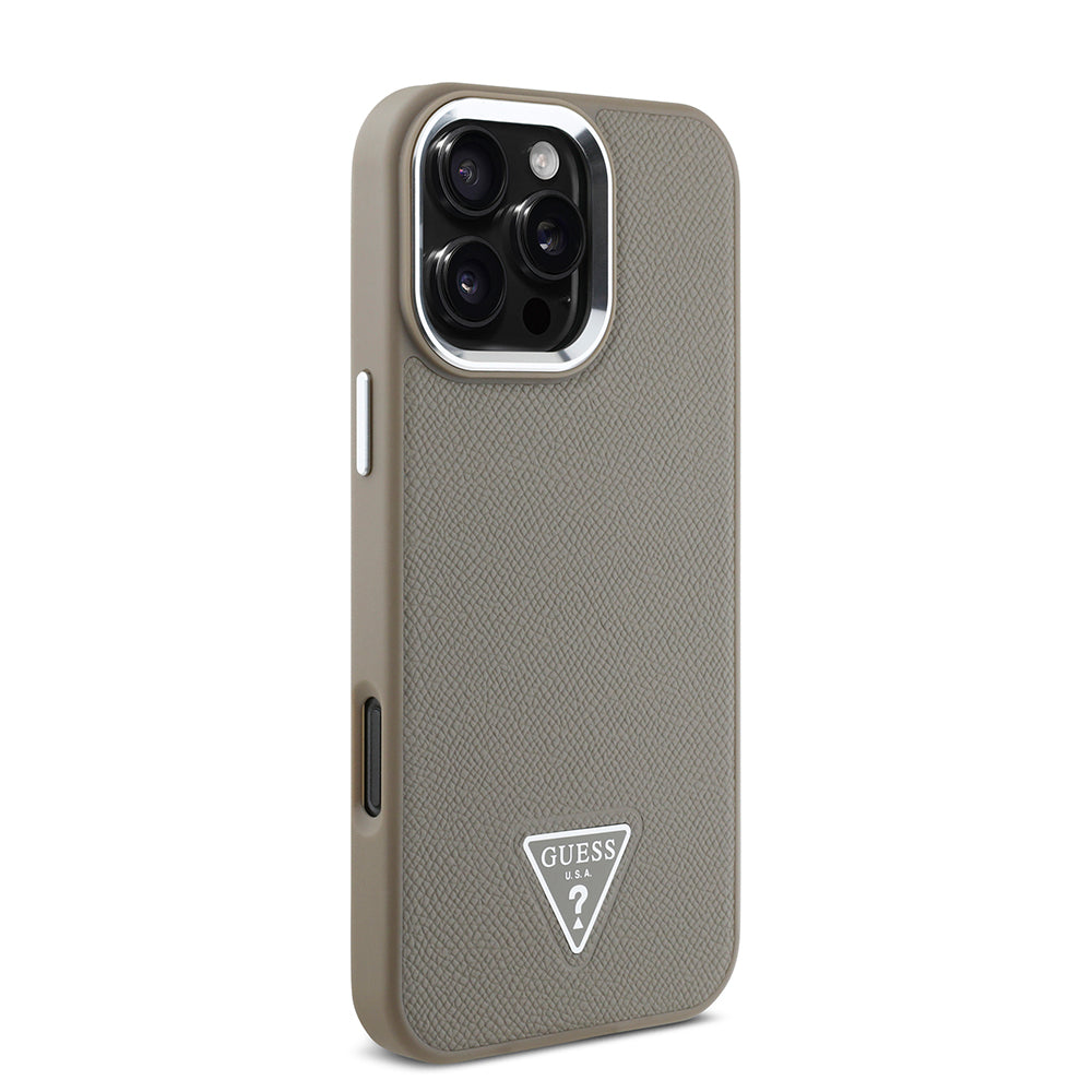 Apple iPhone 16 Pro Max Kılıf Guess Orjinal Lisanslı M-safe Şarj Özellikli Grained Triangle Kapak