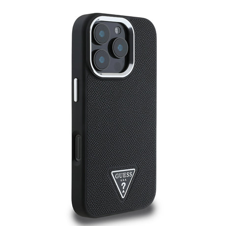 Apple iPhone 16 Pro Max Kılıf Guess Orjinal Lisanslı M-safe Şarj Özellikli Grained Triangle Kapak