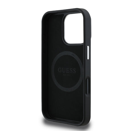 Apple iPhone 16 Pro Max Kılıf Guess Orjinal Lisanslı M-safe Şarj Özellikli Grained Triangle Kapak