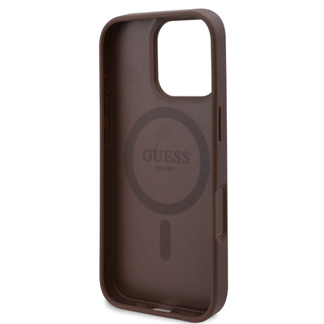 Apple iPhone 16 Pro Max Kılıf Guess Orjinal Lisanslı M-safe Şarj Özellikli Gül Baskılı 4G Desenli Yazı Logolu Kapak