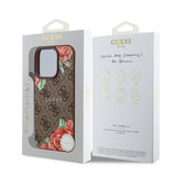 Apple iPhone 16 Pro Max Kılıf Guess Orjinal Lisanslı M-safe Şarj Özellikli Gül Baskılı 4G Desenli Yazı Logolu Kapak