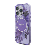 Apple iPhone 16 Pro Max Kılıf Guess Orjinal Lisanslı M-safe Şarj Özellikli IML Baskılı Çiçek İnci Bileklikli Kapak