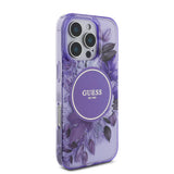 Apple iPhone 16 Pro Max Kılıf Guess Orjinal Lisanslı M-safe Şarj Özellikli IML Baskılı Çiçek İnci Bileklikli Kapak