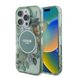 Apple iPhone 16 Pro Max Kılıf Guess Orjinal Lisanslı M-safe Şarj Özellikli IML Baskılı Çiçek İnci Bileklikli Kapak