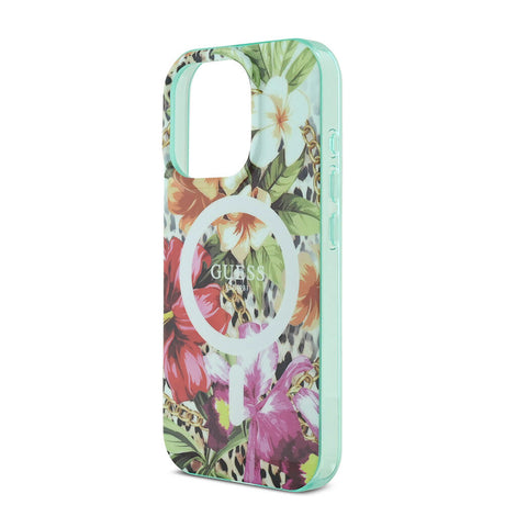 Apple iPhone 16 Pro Max Kılıf Guess Orjinal Lisanslı M-safe Şarj Özellikli IML Baskılı Jungle Ring Kapak