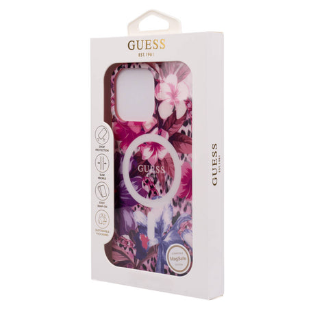 Apple iPhone 16 Pro Max Kılıf Guess Orjinal Lisanslı M-safe Şarj Özellikli IML Baskılı Jungle Ring Kapak