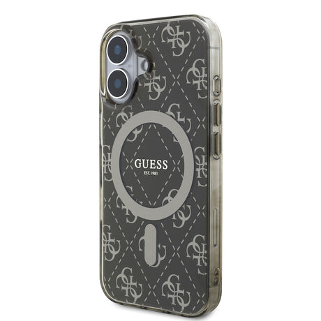 Apple iPhone 16 Pro Max Kılıf Guess Orjinal Lisanslı M-safe Şarj Özellikli IML Baskılı Klasik Logolu 4G Desenli Kapak